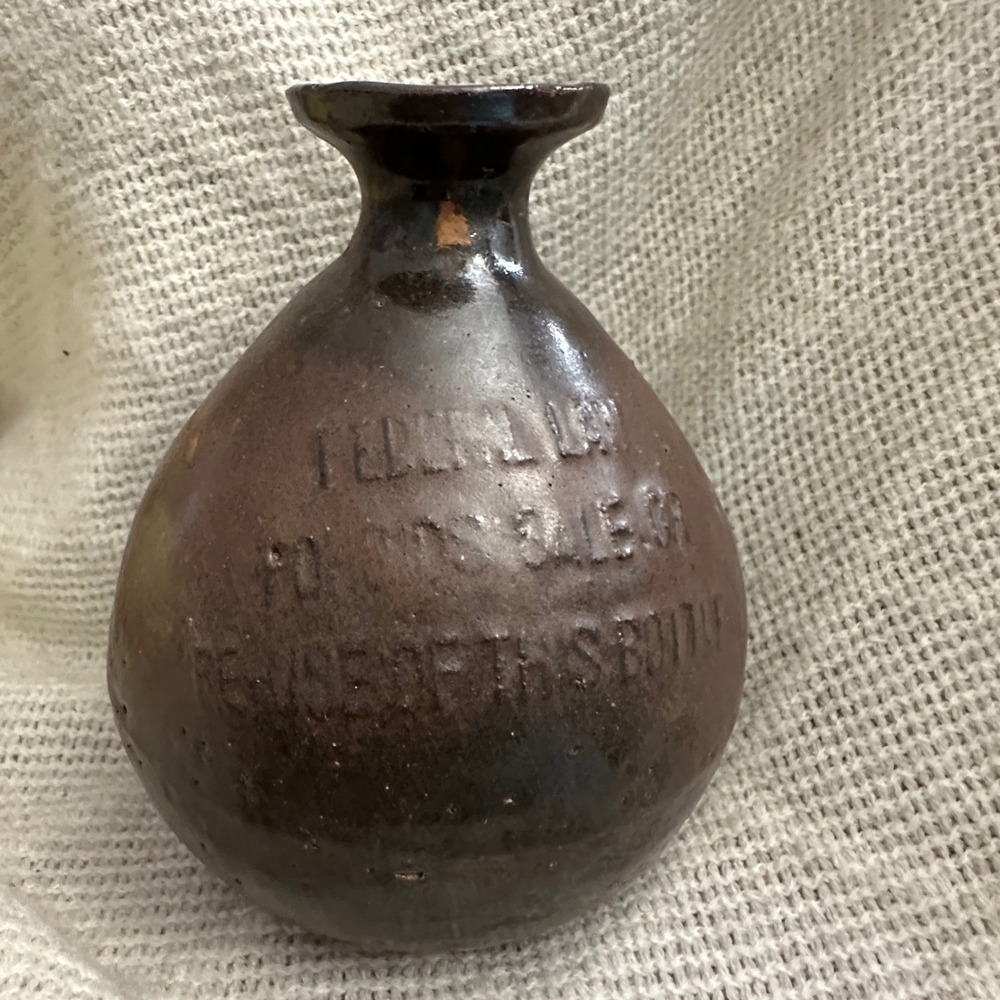 Wing Lee Wai Liquor Bottle 1930s-60s Brown Stoneware Federal Law Forbids Reuse